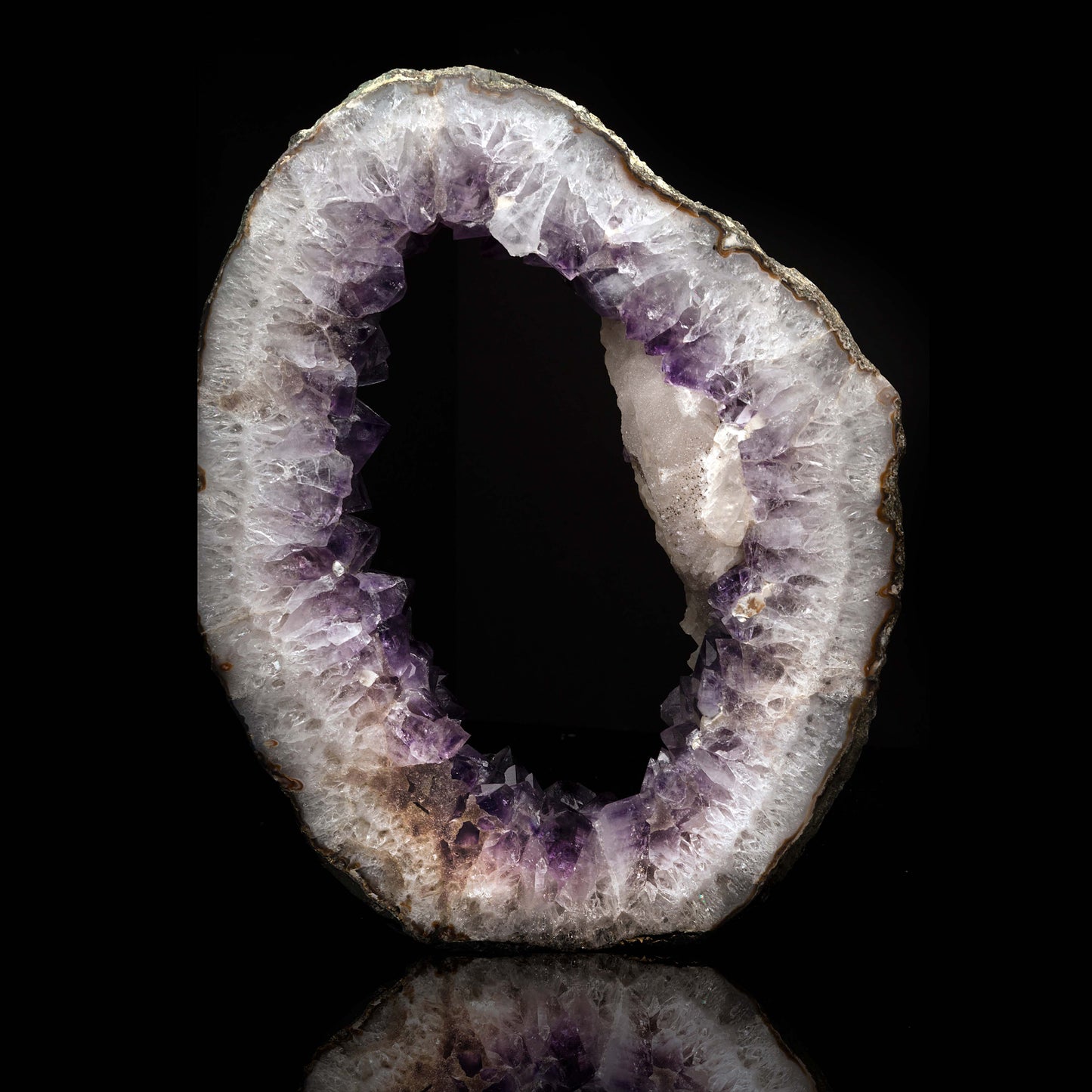 Amethyst Geode Slice with Calcite Formation