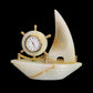 Banded White Onyx Nautical Sailboat Clock