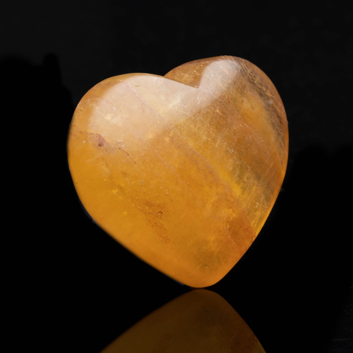 Hand-Carved Banded Yellow Fluorite Heart