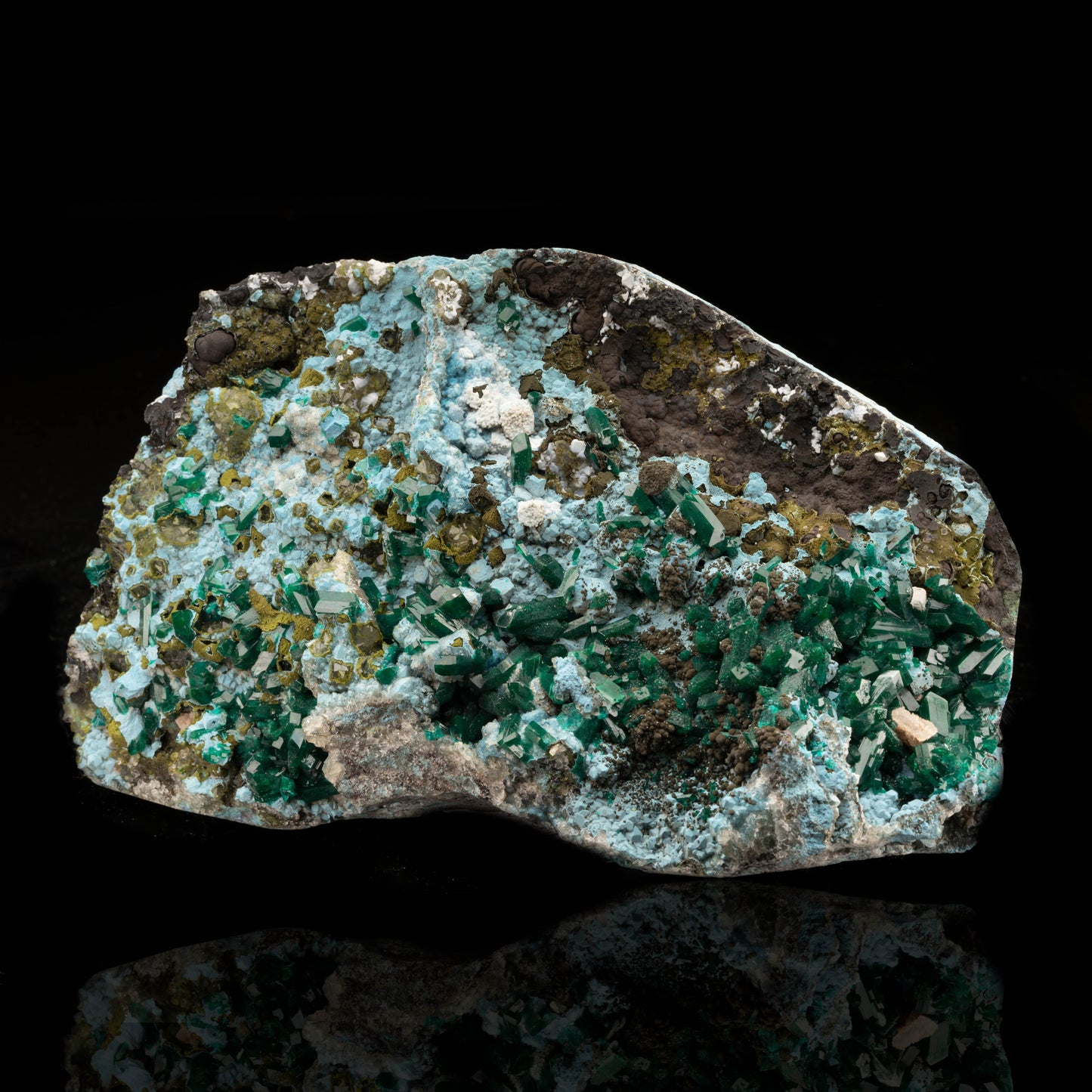 Dioptase And Mimetite on Plancheite // 6.5 Lb.