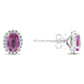 Oval Pink Sapphire & Diamond Halo Stud Earrings