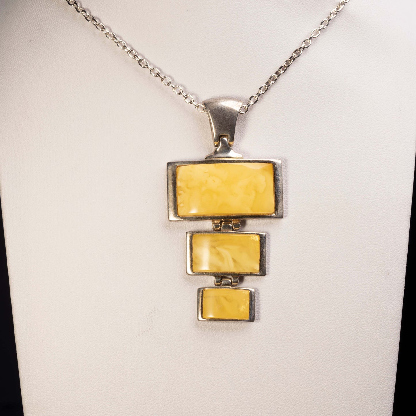 Geometric Butterscotch Amber Pendant