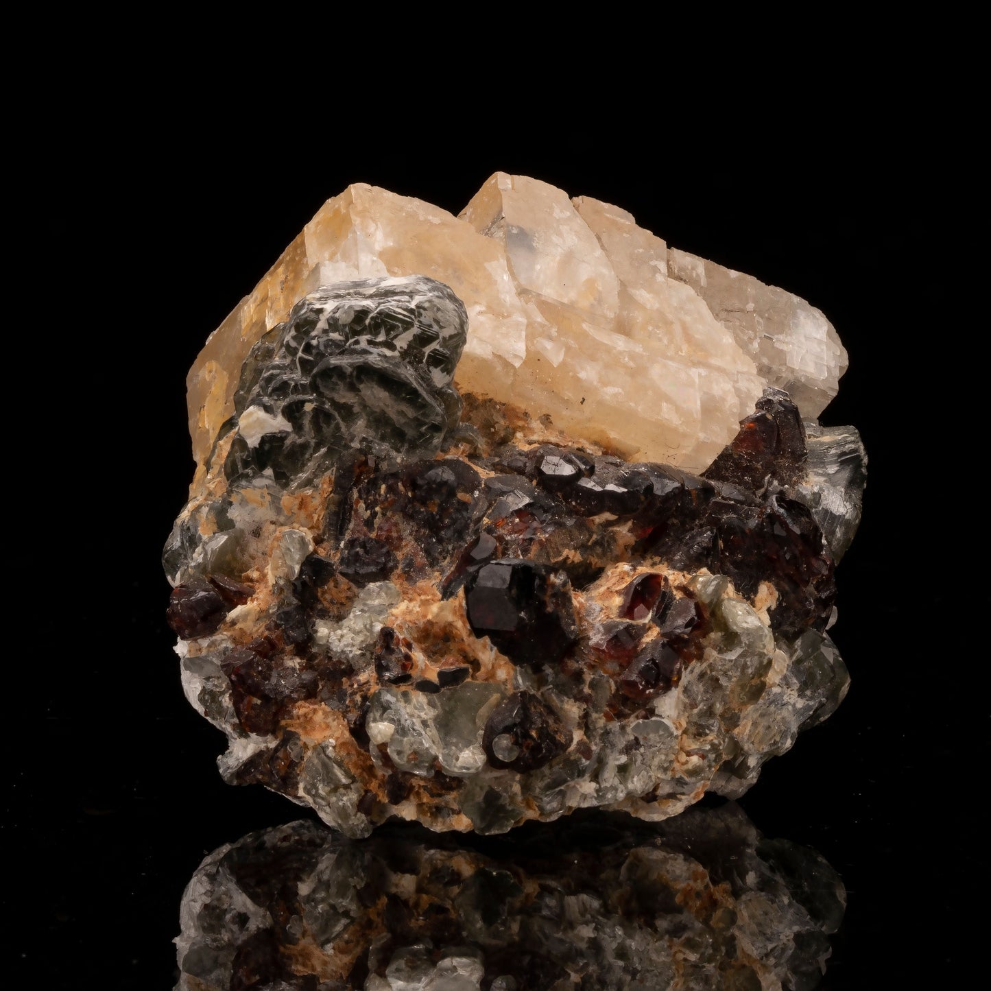 Calcite on Garnet with Mica