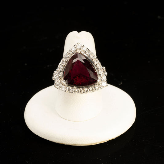 Rubellite and Diamond Ring // Size 7.75
